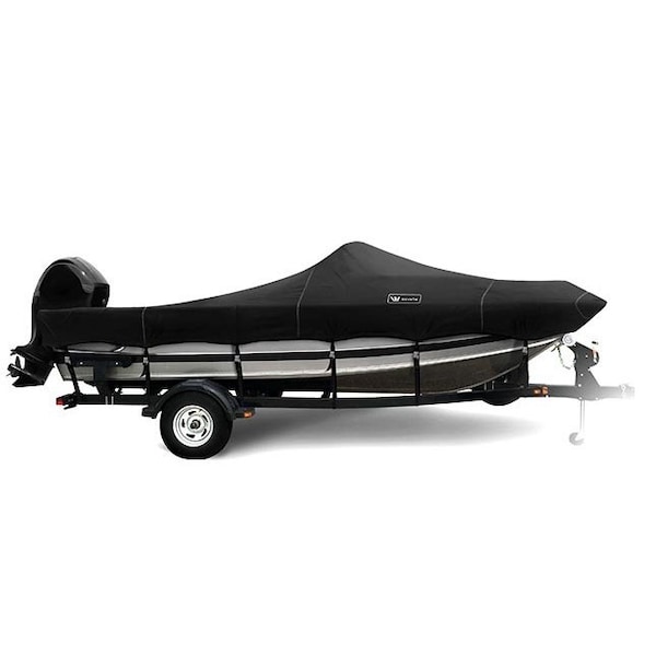 Eevelle Boat Cover ALUMINUM FISHING High Windshield, Outboard Fits 18ft 6in L up to 96in W Black SFAFH1896B-BLK - main